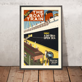 Dampfschiff-Reiseplakat: Der Boat Train von Charles W. Holmes, 1925 