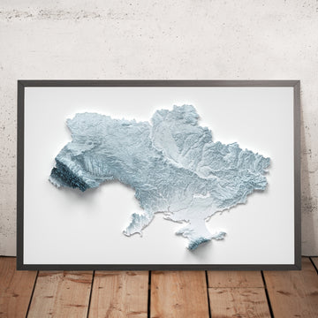 Une image encadrée d’une carte topographique en relief de style 3D de l’Ukraine