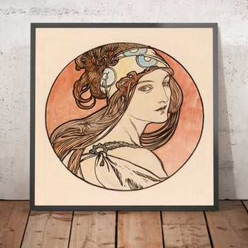 A framed image of Stained-Glass Design for the Fouquet Boutique Façade by Alphonse Mucha, 1860