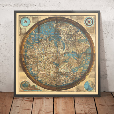 Rare Old Mappa Mundi by Fra Mauro, 1450: The Best Geocentric Medieval World Map