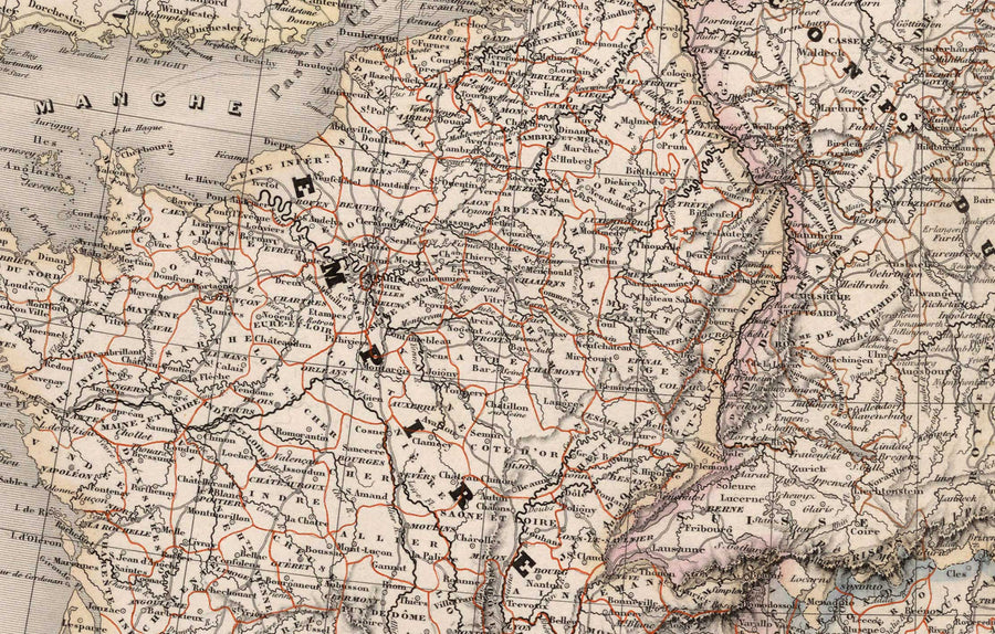 Ancienne carte du Premier Empire français napoléonien par Charles Dyonnet en 1864 - Carte historique européenne 