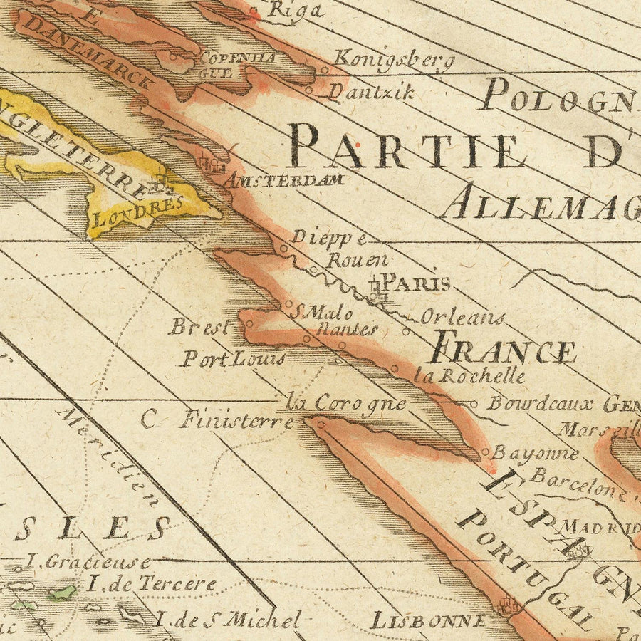 Grande Mappa Antica Francese delle Americhe di Bailleul, 1752: Esplorazione Illustrata e Colonialismo, Pretese Francesi e Spagnole 