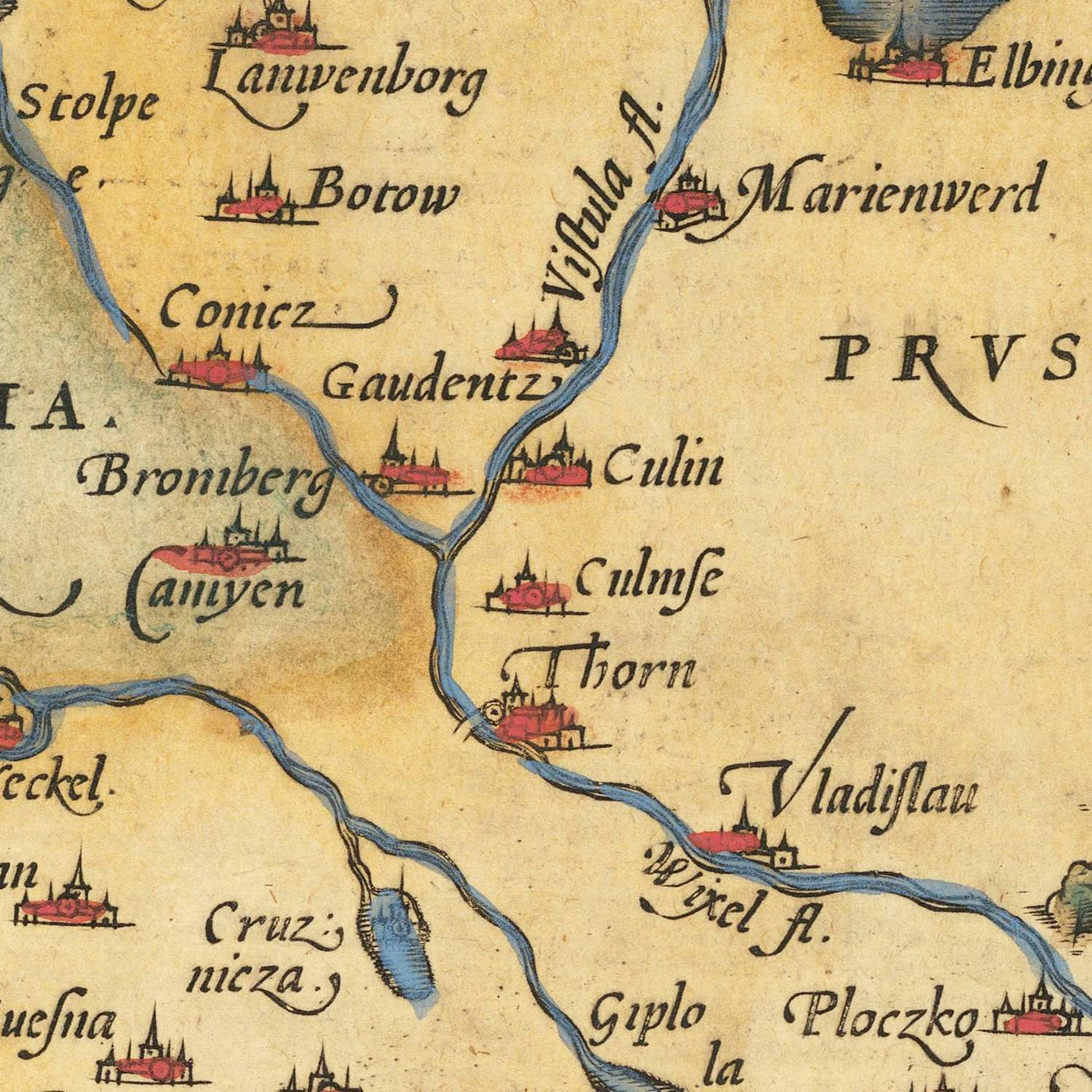 Ancienne carte de l'Allemagne par Ortelius, 1573 : Rhin, Elbe, Danube, Alpes, mer Baltique