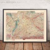 Vecchia mappa della Germania meridionale, 1967: Renania-Palatinato, Baden-Württemberg, Turingia, Assia, Baviera 