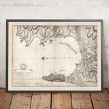 Alte Karte von Gibraltar von William Faden, 1775: Gibraltar-Hafen, Katalanische Bucht, Europa Point, der Felsen von Gibraltar, Alameda-Gärten 