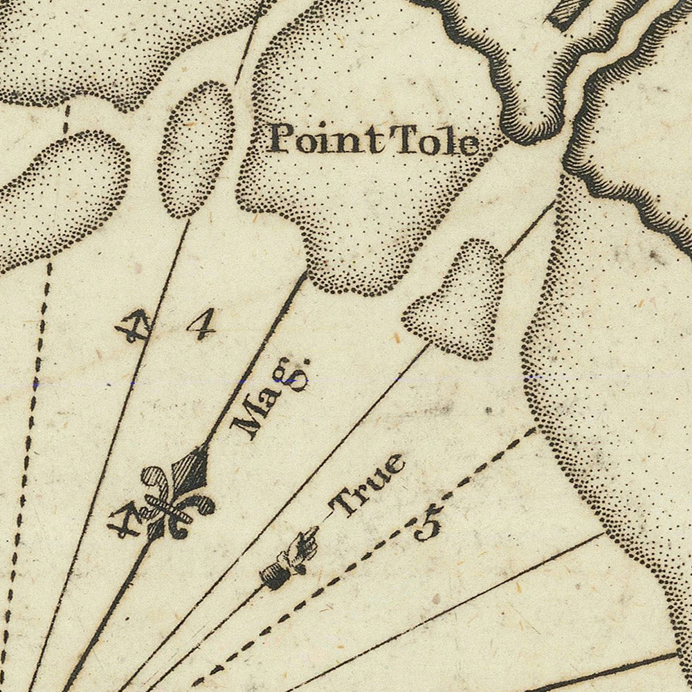 Carta náutica del antiguo puerto de Goro de Heather, 1802: río Po, fuerte Volano, golfo de Venecia