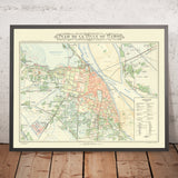 Old Map of Hanoi, 1902: Imperial City, Red River, Long Bien Bridge, Opera House, Temple of Literature