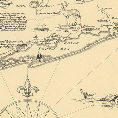 Alte Bildkarte von Long Island von Clegg, 1925: New York City, Long Island Sound, historische Sehenswürdigkeiten, Seewege, frühe Siedlungen