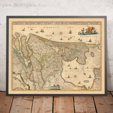 Alte Karte von Holland von Visscher, 1690: Amsterdam, Rotterdam, Den Haag, Utrecht, Leiden 