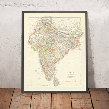 Old Map of India, Pakistan & Bangladesh by Arrowsmith, 1857: Ceylon, Tibet, Nepal, Himalayas, Ganges River Plains