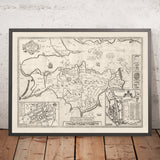 Alte monochrome Karte der Isle of Wight, 1611 von John Speed - Newport, Ride, Cowes, Sandown, Shanklin, Southampton 