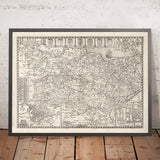 Mappa antica del Kent, 1611 di John Speed - Canterbury, Maidstone, Bromley, Tunbridge, Margate 