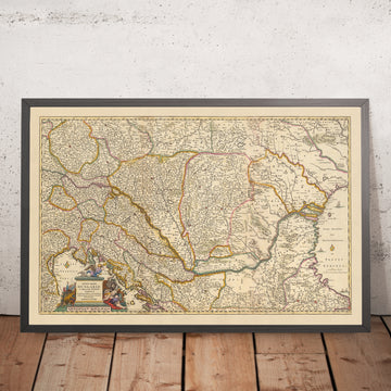 Alte Karte des Königreichs Ungarn von Visscher, 1690: Budapest, Wien, Zagreb, Bukarest, Bratislava 