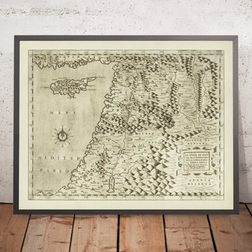 Old Rare Map of Holy Land by Forlani, 1566: Jerusalem, Damascus, Aleppo, Dead Sea, Cyprus