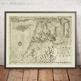 Antica mappa rara della Terra Santa di Forlani, 1566: Gerusalemme, Damasco, Aleppo, Mar Morto, Cipro 