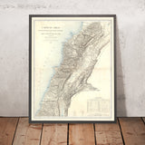 Ancienne carte du Liban par Dépôt De La Guerre, 1862 : Beyrouth, Tripoli, Sidon, Tyr, Byblos