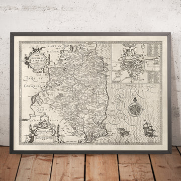 Ancienne Carte de Leinster, Irlande en 1611 par John Vitesse - Comté de Dublin, Kilkenny, Meath, Drogheda