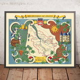 Mappa del Vino Vecchio di Bordeaux di Hetreau, 1954: Bordeaux, Saint-Émilion, Pomerol, Médoc, Garonne 