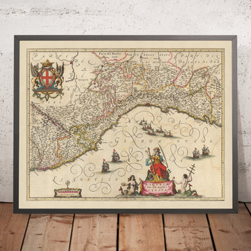 Mappa antica della Liguria e della Repubblica di Genova di Visscher, 1690: La Spezia, Nizza, Torino, Sanremo, Parco Naturale delle Alpi Marittime 