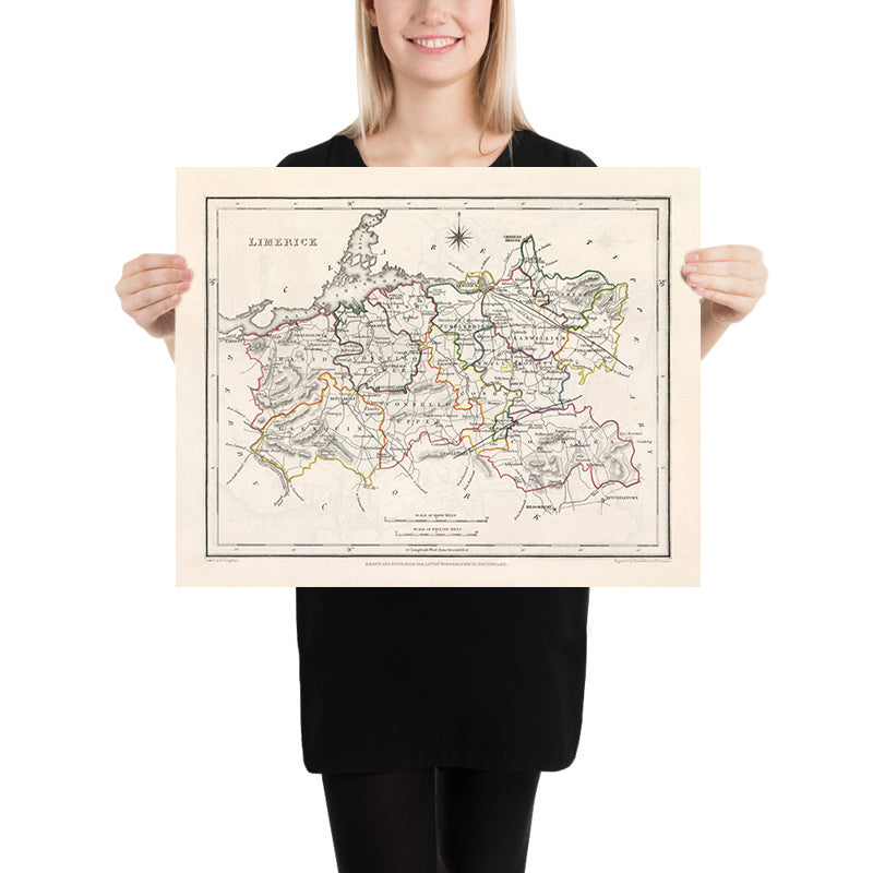 Ancienne carte du comté de Limerick par Samuel Lewis, 1844 : Adare, Askeaton, Bruree, Croom, Kilmallock