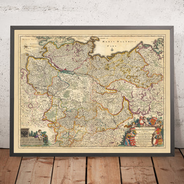 Alte Karte von Niedersachsen von Visscher, 1690: Hamburg, Berlin, Bremen, Hannover, Mecklenburg Elbtal 