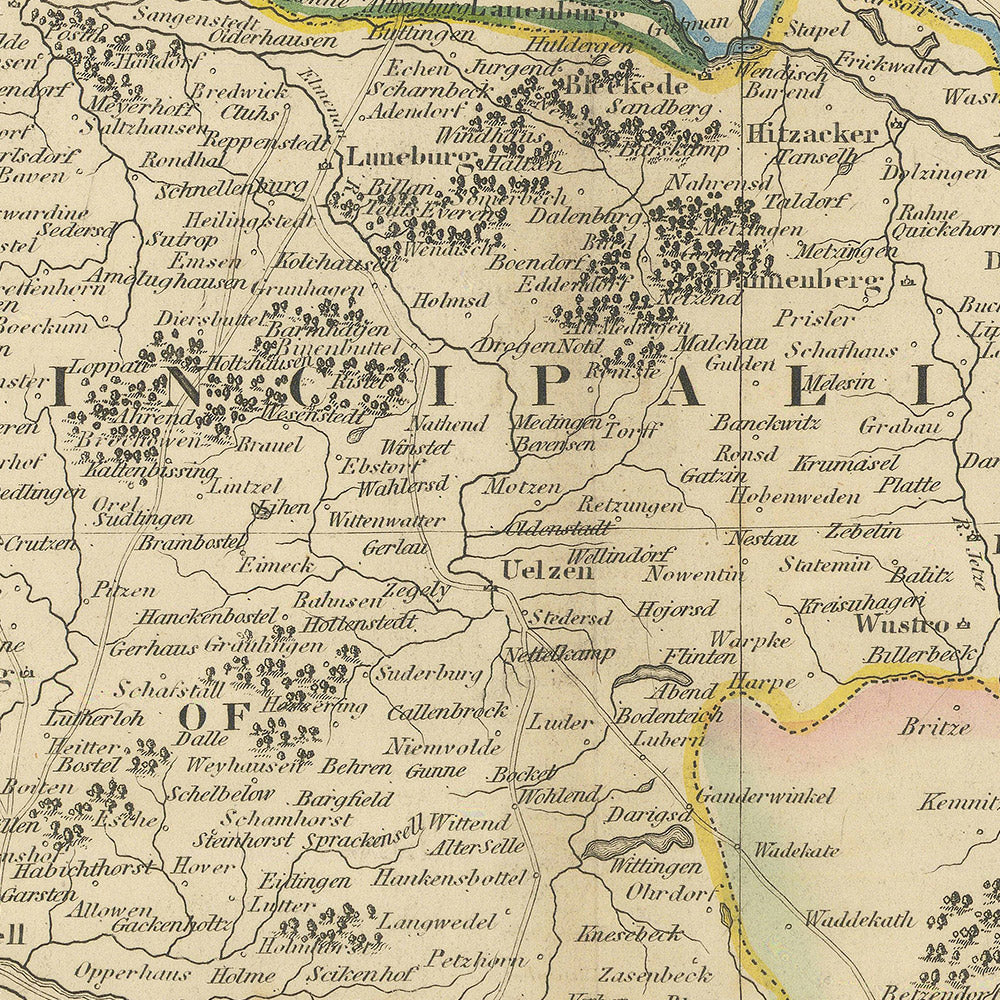 Alte Karte von Niedersachsen von Lizars, 1828: Berlin, Hannover, Elbe, Harz, Nordsee