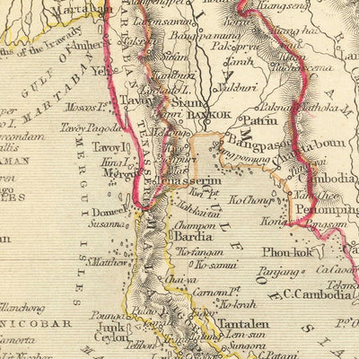 Old Map of the Malay Archipelago by Tallis & Rapkin, 1851: Borneo, Java, Sumatra, Philippines, New Guinea