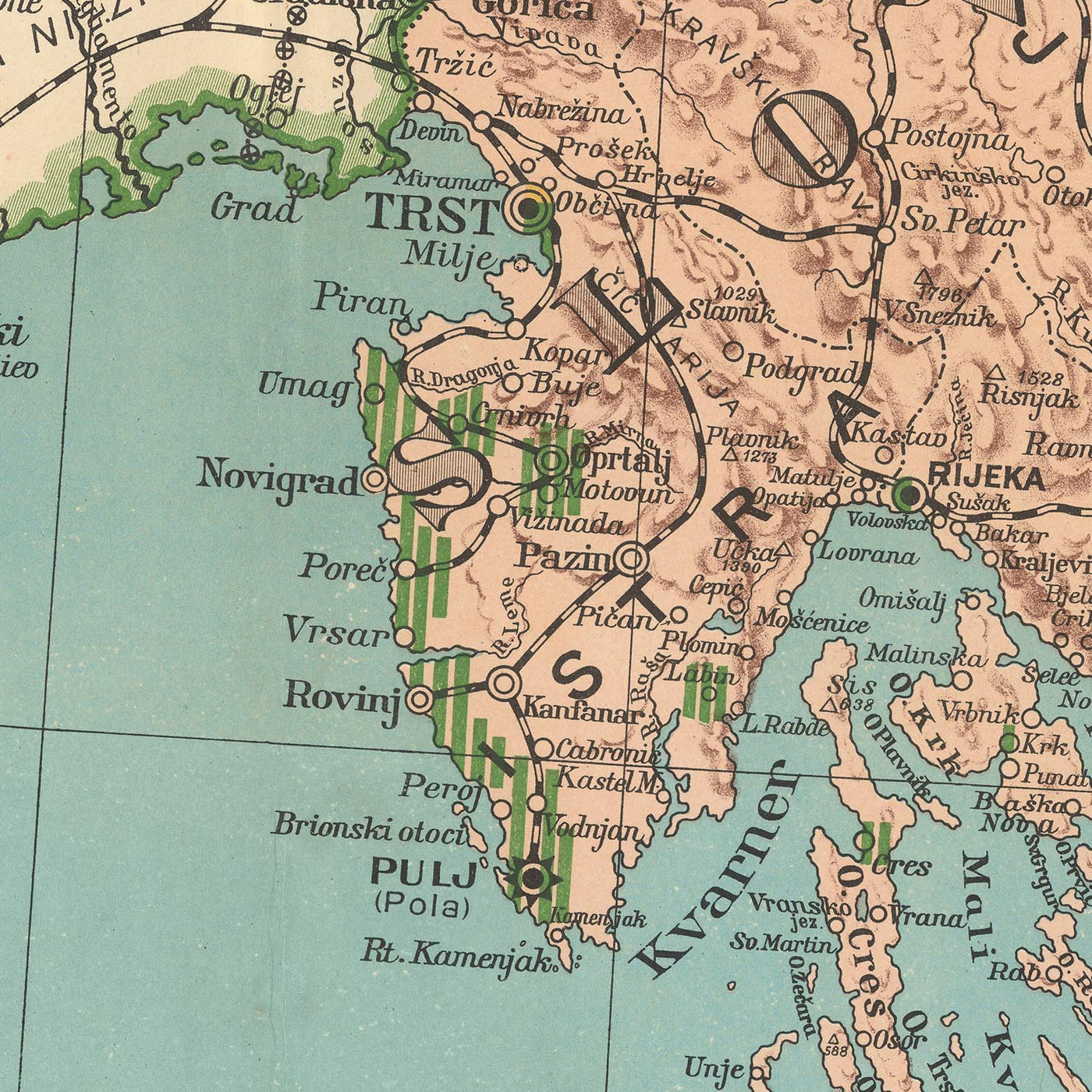 Large Old Map of Yugoslavia by Kolin, 1917: Serbia, Croatia, Montenegro, Slovenia, Bosnia