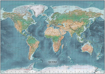 Modern World Map by Ray&Co, 2026: Borders and Capitals, Gall Projection, Bathymetry