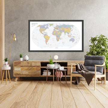 Mappa del Mondo Moderna: Confini Politici, Proiezione di Robinson, Capitali e Grandi Città 