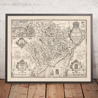 Old Map of Monmouthshire by Speed, 1610: Monmouth, Abergavenny, Chepstow, Newport, Usk