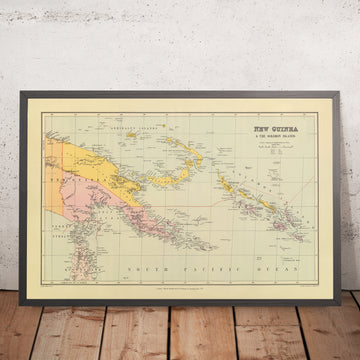 Alte Karte von Papua-Neuguinea & den Salomonen von Stanford, 1901: Port Moresby, Korallenmeer, Salomonensee, Neupommern, Torresstraße 