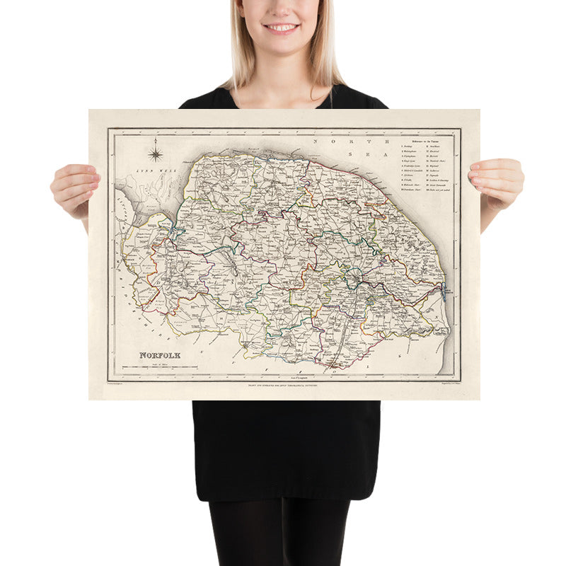Old Map of Norfolk by Samuel Lewis, 1844: Norwich, King&