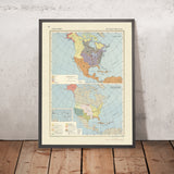Vecchia mappa infografica dell'era coloniale nordamericana e dell'espansione, 1967: Acquisto della Louisiana, Acquisto di Gadsden, territori dei nativi americani 