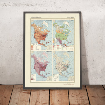 Vecchia mappa infografica delle demografie e delle comunicazioni del Nord America, 1967: mappa stradale e ferroviaria della Guerra Fredda 
