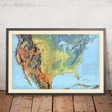 Mappa di rilievo dell'America del Nord di Old Shadow di Debenham, 1958: Rilievo dettagliato, catene montuose 