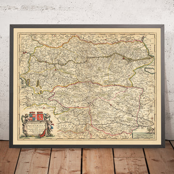 Alte Karte des Nordösterreichischen Kreises von Visscher, 1690: Wien, Graz, Linz, Maribor, Gesäuse Nationalpark 