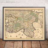 Ancienne carte de la Hollande du Nord par Visscher, 1690 : Amsterdam, Alkmaar, Hoorn, Beverwijk, Purmerend
