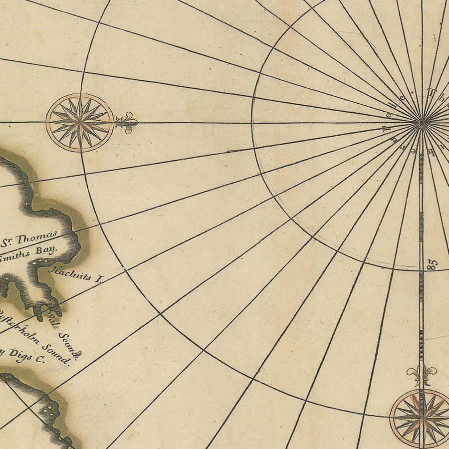 Mapa antiguo del Polo Norte por Pitt, 1680: Mapa inglés temprano, islas míticas, Frisland, Mapa de Zeno 