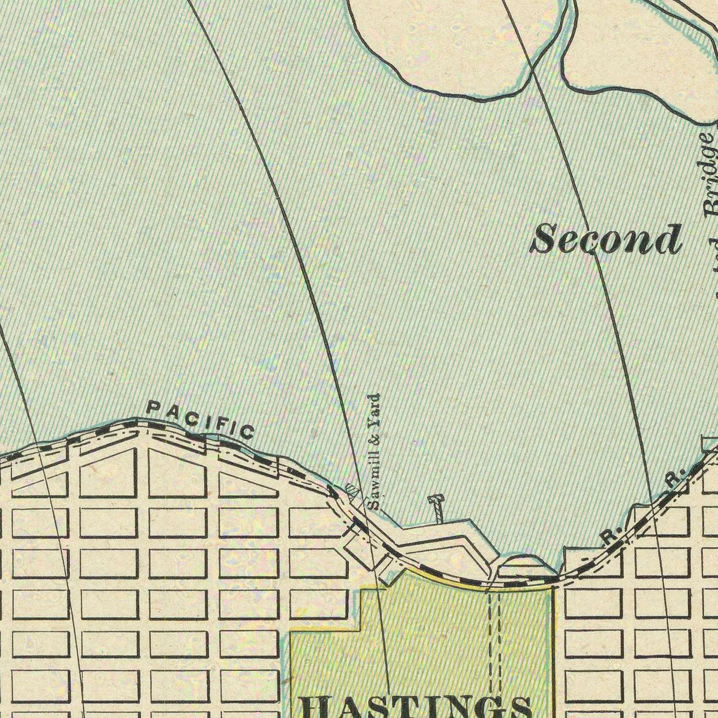 Old City Map of Vancouver by Cram, 1895: Stanley Park, Hastings Park, False Creek, Burrard Inlet, English Bay