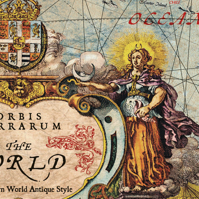 Orbis Terrarum Modern Ancient World Atlas by Ray&Co, 2025: Hemispherical Map, Roman Gods, Ancient Wonders
