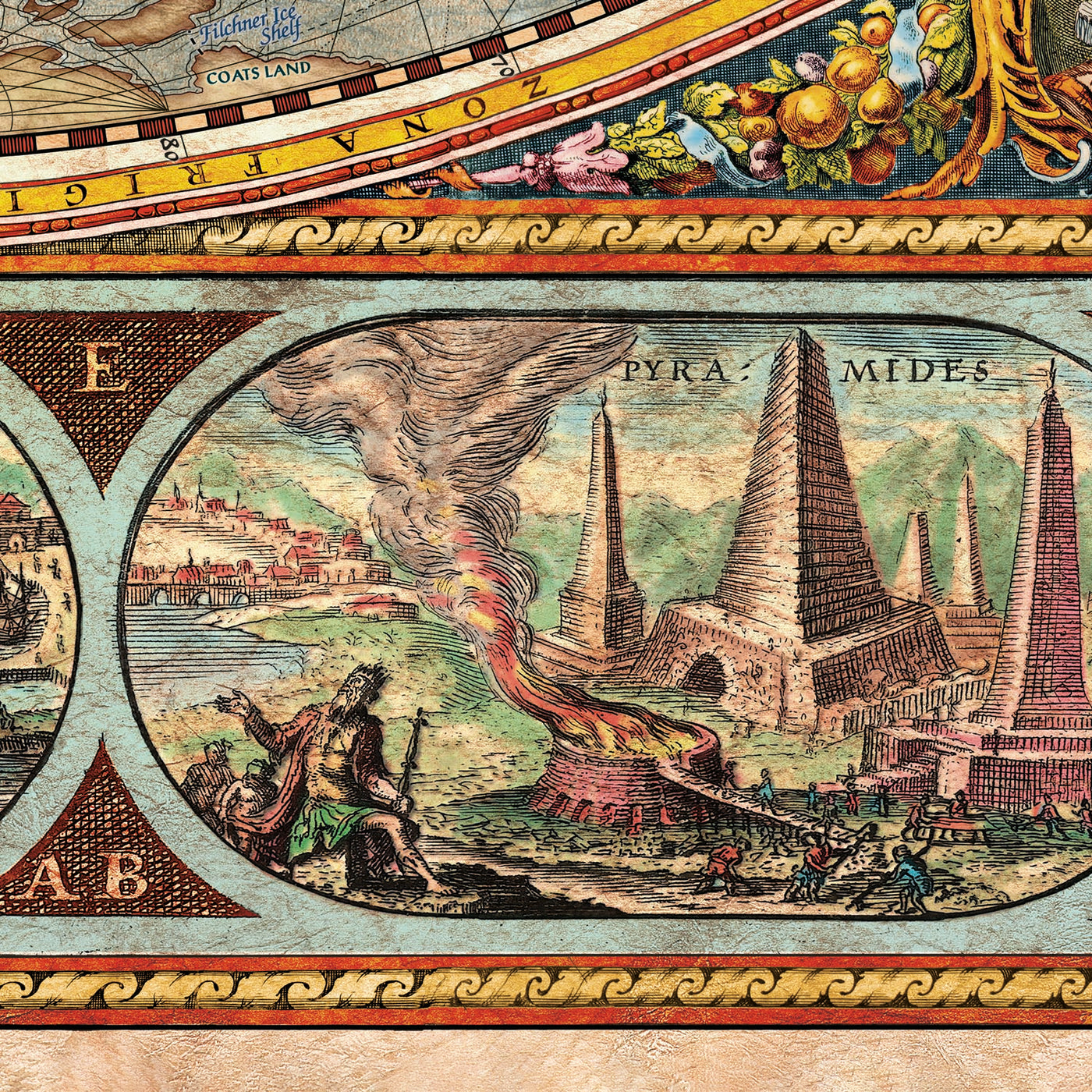 Orbis Terrarum Modern Ancient World Atlas by Ray&Co, 2025: Hemispherical Map, Roman Gods, Ancient Wonders