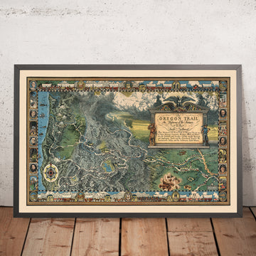 Alte Karte des Oregon Trails von William Forsyth McIlwraith, 1932: Mormon Trail, Westport, Whitman Mission, Ft. Vancouver 