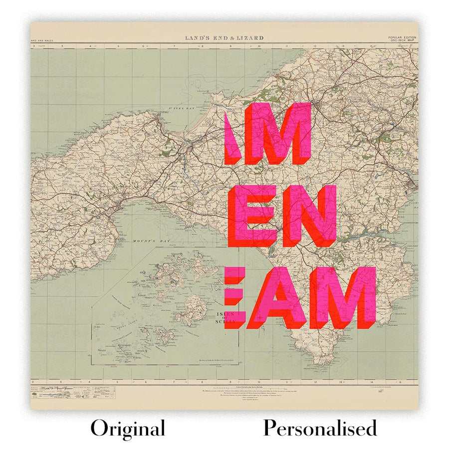 Mapa antiguo de Ordnance Survey - Hoja 146 Lands End & Lizard, 1919-1926: Truro, Falmouth, St Ives, Penzance, Helston, St Michael&