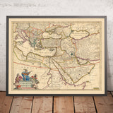 Mappa antica dell'Impero Ottomano di Visscher, 1690: Medio Oriente, Europa meridionale, Africa nordorientale, Mare Mediterraneo, Mar Rosso 