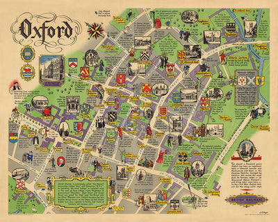 Old Map of Oxford by Sayer, 1949: University of Oxford, St. John's, Ashmolean Museum, River Cherwell, Broad Walk