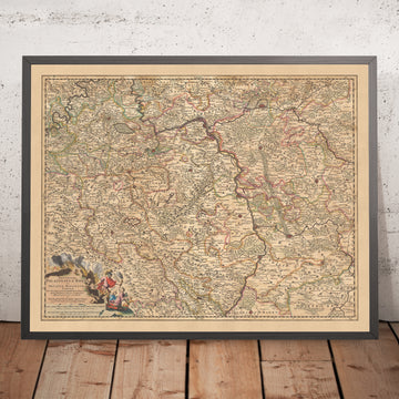 Alte Karte von Rheinland-Pfalz & Herzogtum Zweibrücken, Visscher, 1690: Frankfurt, Mannheim, Saarbrücken, Mainz, Darmstadt 