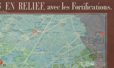 Ancienne carte en relief de Paris par Georg Bauerkeller en 1843 - Saint Denis, Argenteuil, Saint Germain Des Paris, Montmorency, Versailles