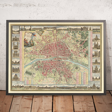 Grande mappa di Parigi di Esnauts & Rapilly, 1784: Louvre, Notre Dame, Champs-Elysées, Bois de Boulogne, Pont Neuf 