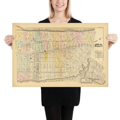 Alter Stadtplan von New York von Bromley, 1879: Harlem, Fort Washington, Fort George, Hudson River, Harlem River